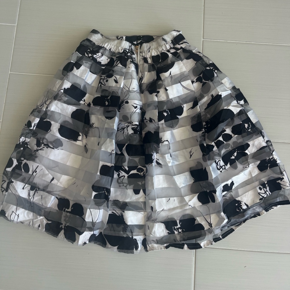 Elegant Black and White Floral Skirt